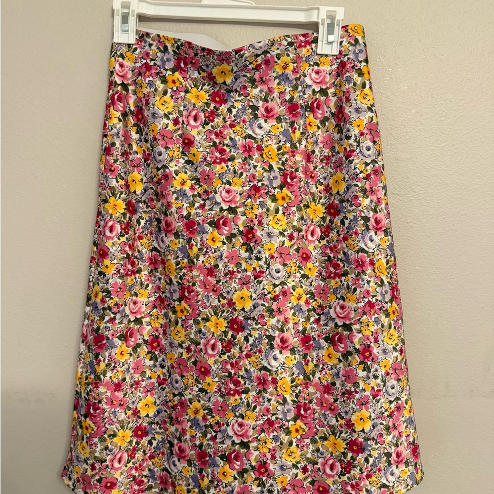 LOFT Multicolor Floral Midi Skirt